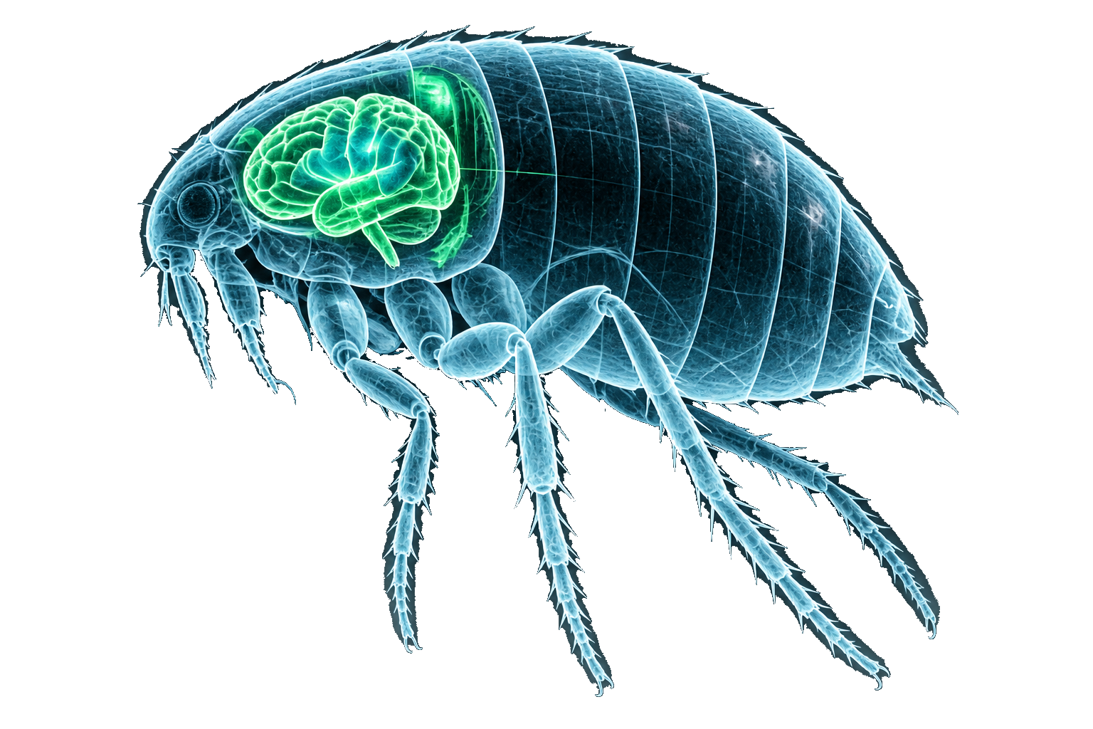 X-ray reconstruction of a flea specimen with luminous neural core